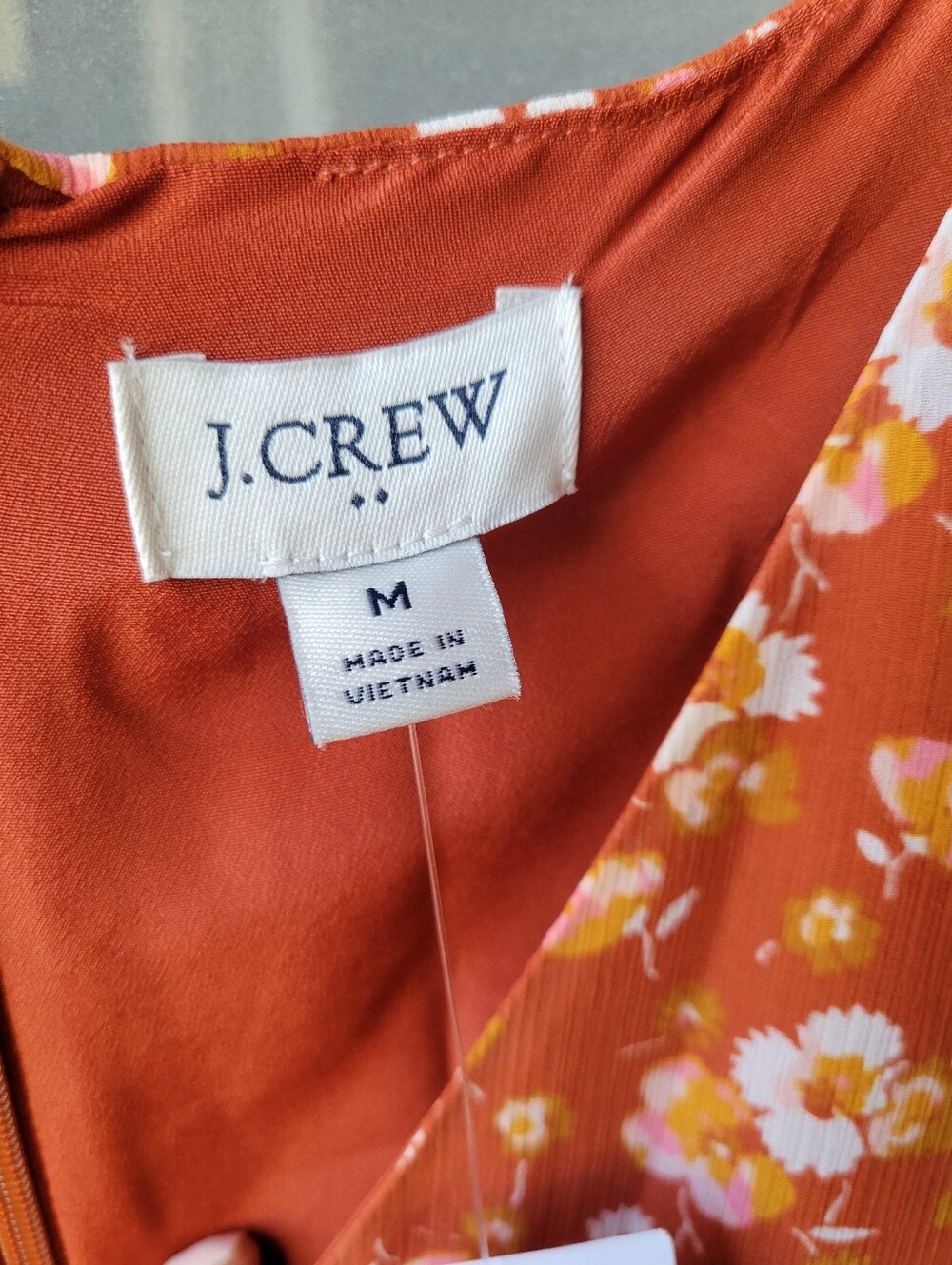 J. Crew Crinkle Midi flounce Women's Orange White Dress Zip Lined MSRP $110 New - Picture 5 of 13